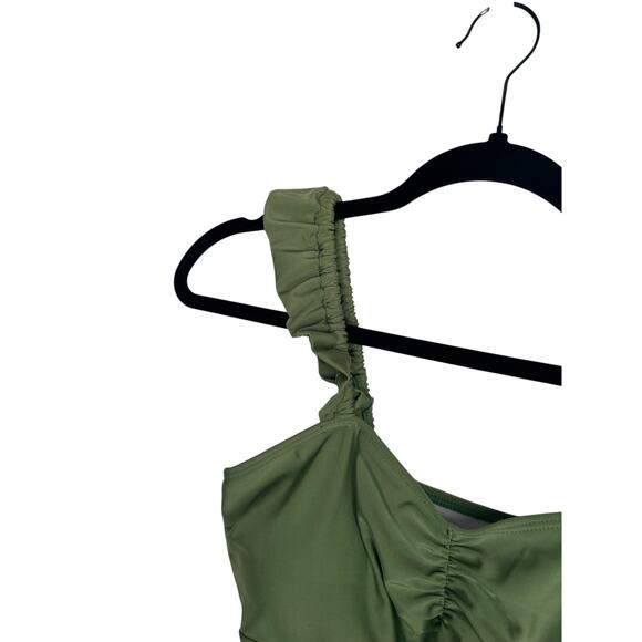 Onda De Mar Women’s One Piece Swimsuit Olive Green Ruffle Ruched Front NWT - Picture 5 of 6